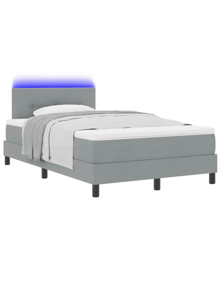 Letto a molle con testiera Grigio chiaro 120 x 190 cm Tessuto