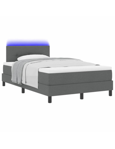 Letto a molle con strisce LED Grigio scuro 120 x 190 cm Tessuto