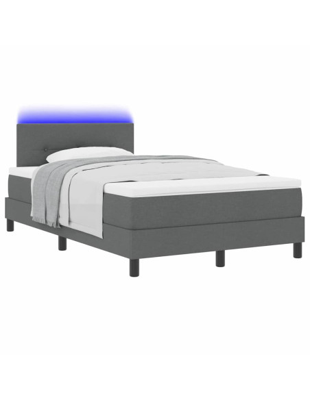Letto a molle con strisce LED Grigio scuro 120 x 190 cm Tessuto