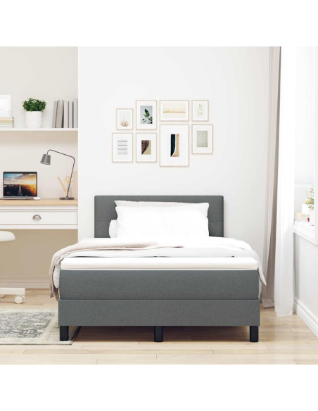 Letto a molle con strisce LED Grigio scuro 120 x 190 cm Tessuto
