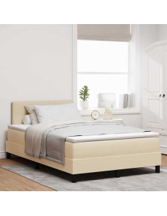Letto a molle con strisce LED Crema 120 x 200 cm Tessuto