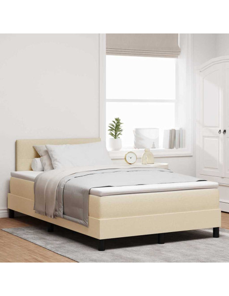 Letto a molle con strisce LED Crema 120 x 200 cm Tessuto