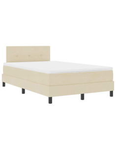 Letto a molle con strisce LED Crema 120 x 200 cm Tessuto 2