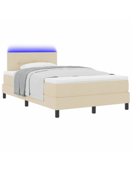Letto a molle con strisce LED Crema 120 x 200 cm Tessuto