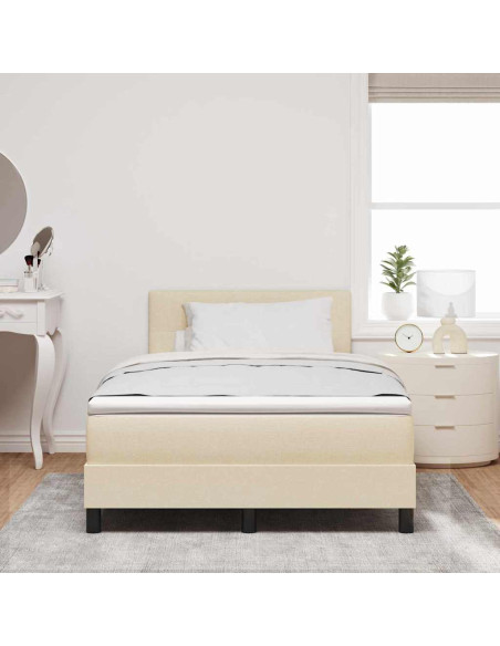 Letto a molle con strisce LED Crema 120 x 200 cm Tessuto