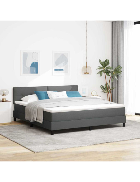 Letto a molle con strisce LED Grigio scuro 180 x 200 cm Tessuto