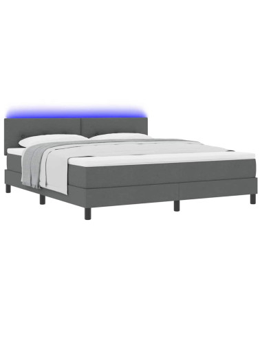Letto a molle con strisce LED Grigio scuro 180 x 200 cm Tessuto