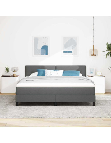 Letto a molle con strisce LED Grigio scuro 180 x 200 cm Tessuto