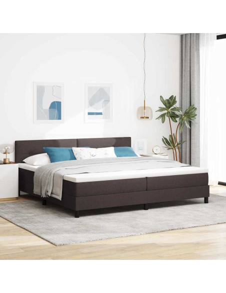 Letto a molle con testiera Marrone Scuro 200 x 200 cm Tessuto