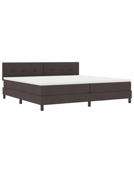 Letto a molle con testiera Marrone Scuro 200 x 200 cm Tessuto