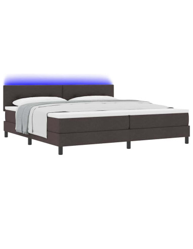 Letto a molle con testiera Marrone Scuro 200 x 200 cm Tessuto