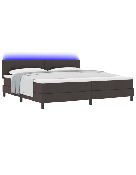 Letto a molle con testiera Marrone Scuro 200 x 200 cm Tessuto