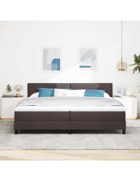 Letto a molle con testiera Marrone Scuro 200 x 200 cm Tessuto