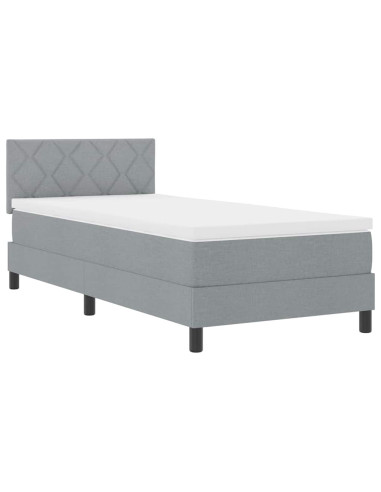 Letto a molle con testiera Grigio chiaro 100 x 200 cm Tessuto