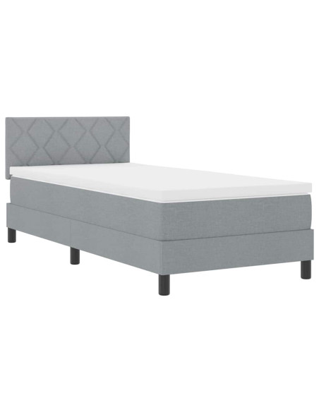 Letto a molle con testiera Grigio chiaro 100 x 200 cm Tessuto