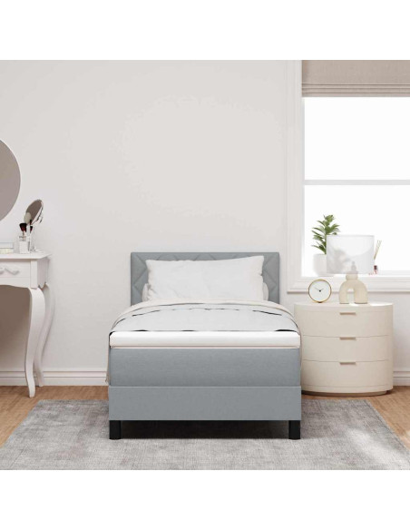 Letto a molle con testiera Grigio chiaro 100 x 200 cm Tessuto