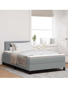 Letto a molle con testiera Grigio chiaro 120 x 200 cm Tessuto