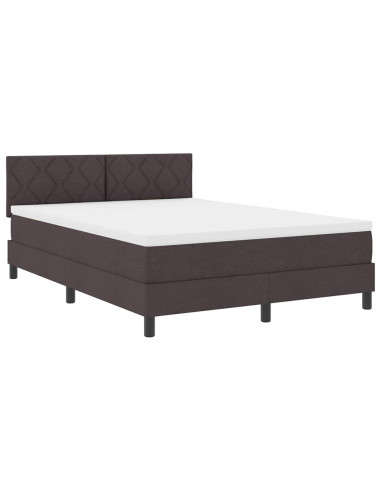 Letto a molle con testiera Marrone Scuro 140 x 190 cm Tessuto