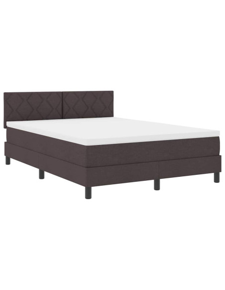 Letto a molle con testiera Marrone Scuro 140 x 190 cm Tessuto