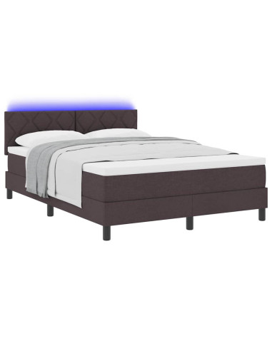Letto a molle con testiera Marrone Scuro 140 x 190 cm Tessuto