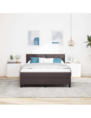 Letto a molle con testiera Marrone Scuro 140 x 190 cm Tessuto