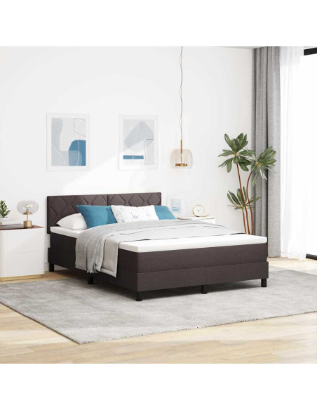 Letto a molle con testiera Marrone Scuro 140 x 200 cm Tessuto