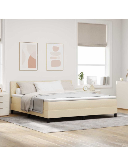 Letto a molle con strisce LED Crema 180 x 200 cm Tessuto