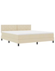 Letto a molle con strisce LED Crema 180 x 200 cm Tessuto 2