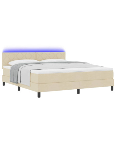 Letto a molle con strisce LED Crema 180 x 200 cm Tessuto