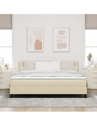 Letto a molle con strisce LED Crema 180 x 200 cm Tessuto