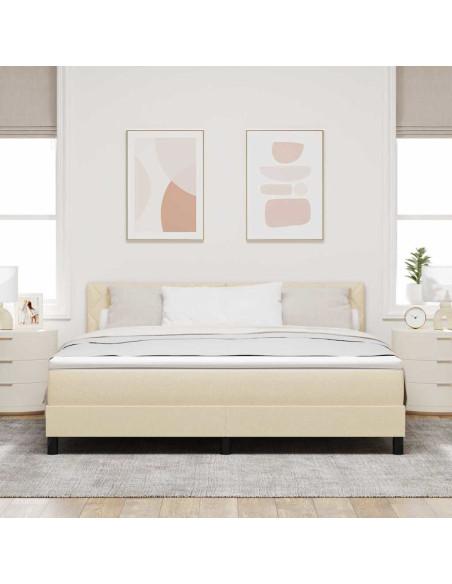 Letto a molle con strisce LED Crema 180 x 200 cm Tessuto