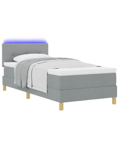 Letto a Sorgente LED Grigio chiaro 80 x 200 cm Tessuto