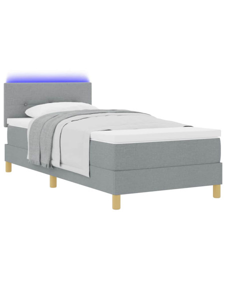 Letto a Sorgente LED Grigio chiaro 80 x 200 cm Tessuto