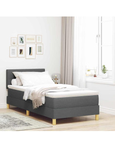 Letto a Sorgente LED Grigio scuro 100 x 200 cm Tessuto