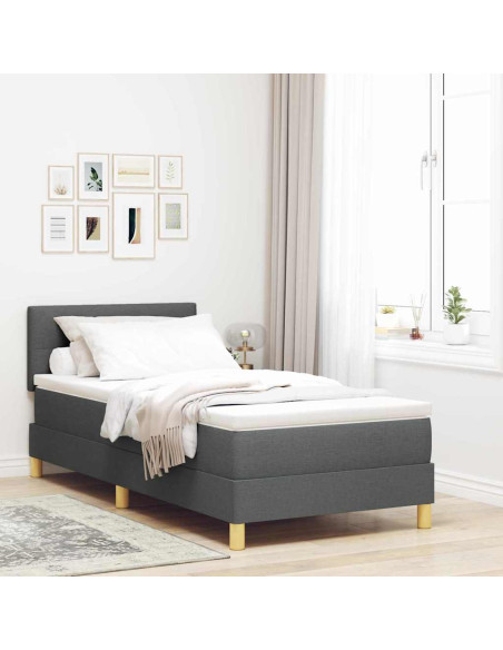 Letto a Sorgente LED Grigio scuro 100 x 200 cm Tessuto
