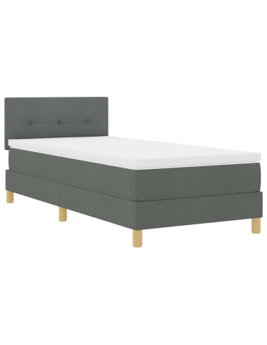 Letto a Sorgente LED Grigio scuro 100 x 200 cm Tessuto