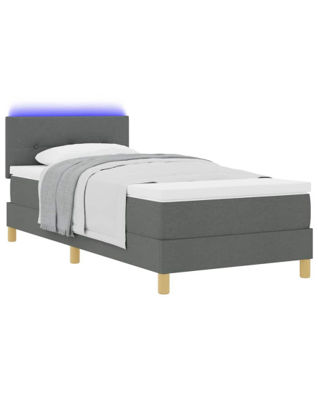 Letto a Sorgente LED Grigio scuro 100 x 200 cm Tessuto