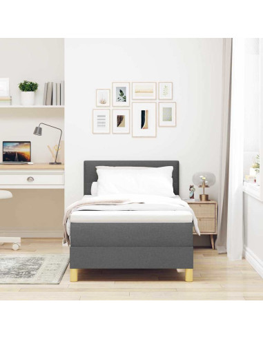 Letto a Sorgente LED Grigio scuro 100 x 200 cm Tessuto