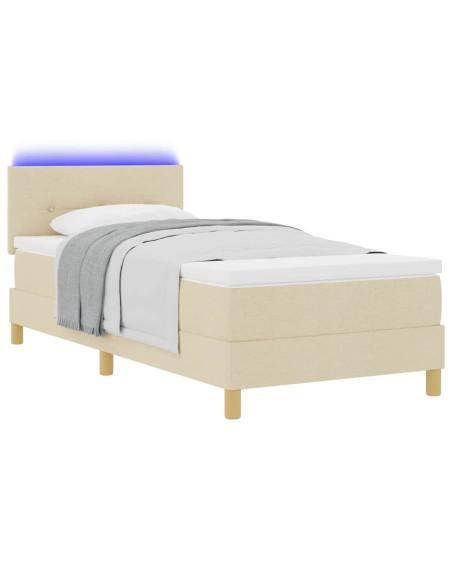 Letto a Sorgente LED con strisce LED Crema 100 x 200 cm Tessuto
