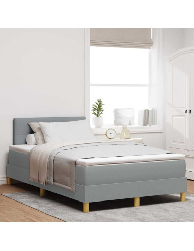 Letto a Sorgente LED Grigio chiaro 120 x 190 cm Tessuto