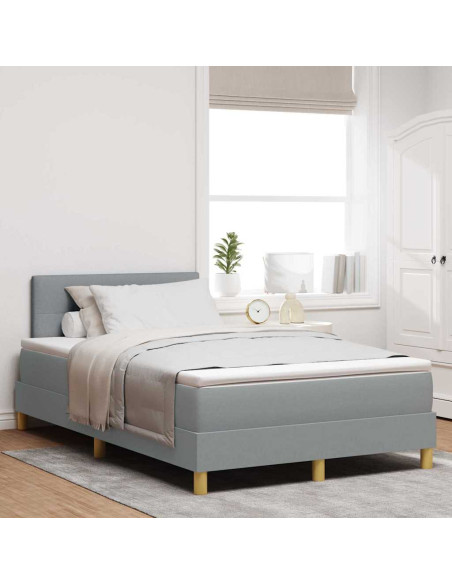Letto a Sorgente LED Grigio chiaro 120 x 190 cm Tessuto