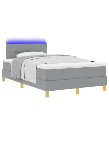 Letto a Sorgente LED Grigio chiaro 120 x 190 cm Tessuto