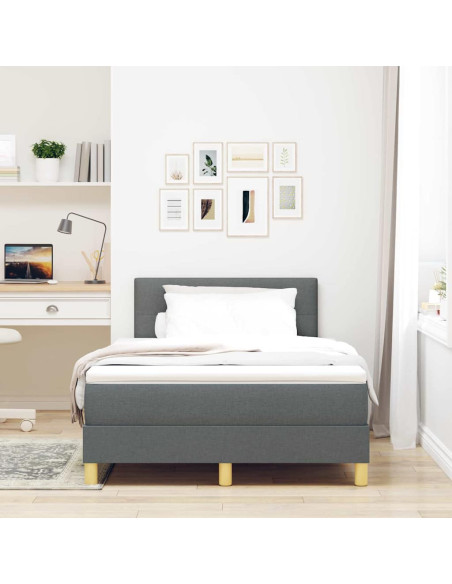 Letto a Sorgente LED Grigio scuro 120 x 190 cm Tessuto