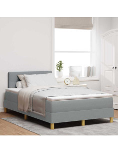 Letto a Sorgente LED Grigio chiaro 120 x 200 cm Tessuto