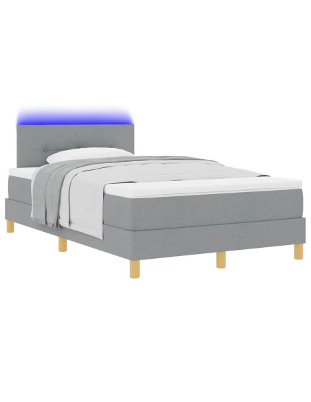 Letto a Sorgente LED Grigio chiaro 120 x 200 cm Tessuto