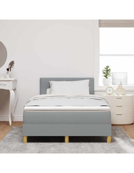 Letto a Sorgente LED Grigio chiaro 120 x 200 cm Tessuto