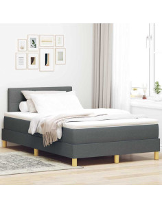 Letto a Sorgente LED Grigio scuro 120 x 200 cm Tessuto
