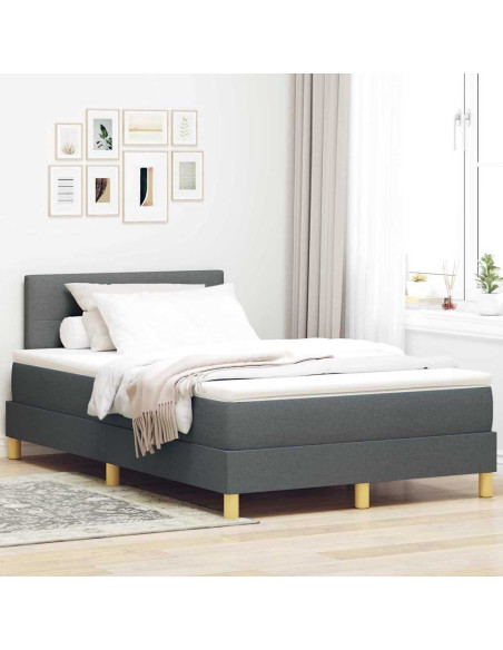 Letto a Sorgente LED Grigio scuro 120 x 200 cm Tessuto