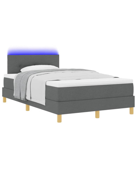 Letto a Sorgente LED Grigio scuro 120 x 200 cm Tessuto