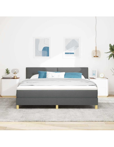 Letto a Sorgente LED Grigio scuro 180 x 200 cm Tessuto